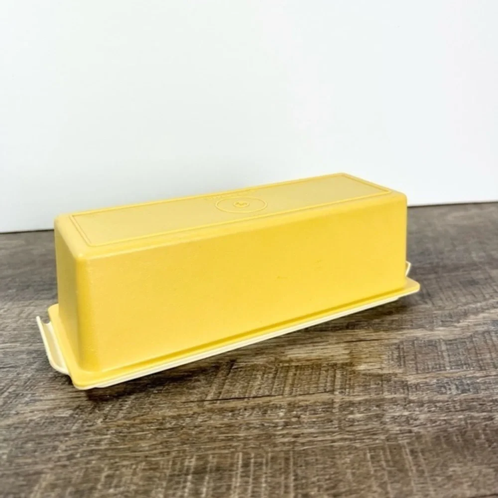 Vintage Tupperware butter dish single stick container harvest gold